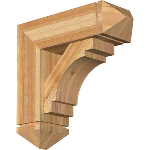 Ekena Millwork Merced Arts and Crafts Rough Sawn Bracket w/ Offset Brace, Western Red Cedar, 8"W x 24"D x 24"H BKT0806X24X24MRC03RWR - main